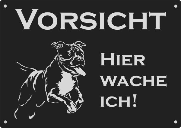 Aluminium Warnschild American Pit Bull VORSICHT Hier wache ich!